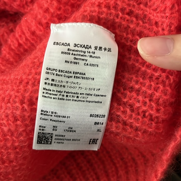 ESCADA SPORT MOHAIR BLEND SWEATER IN MELON ORANGE XL - Picture 7 of 8